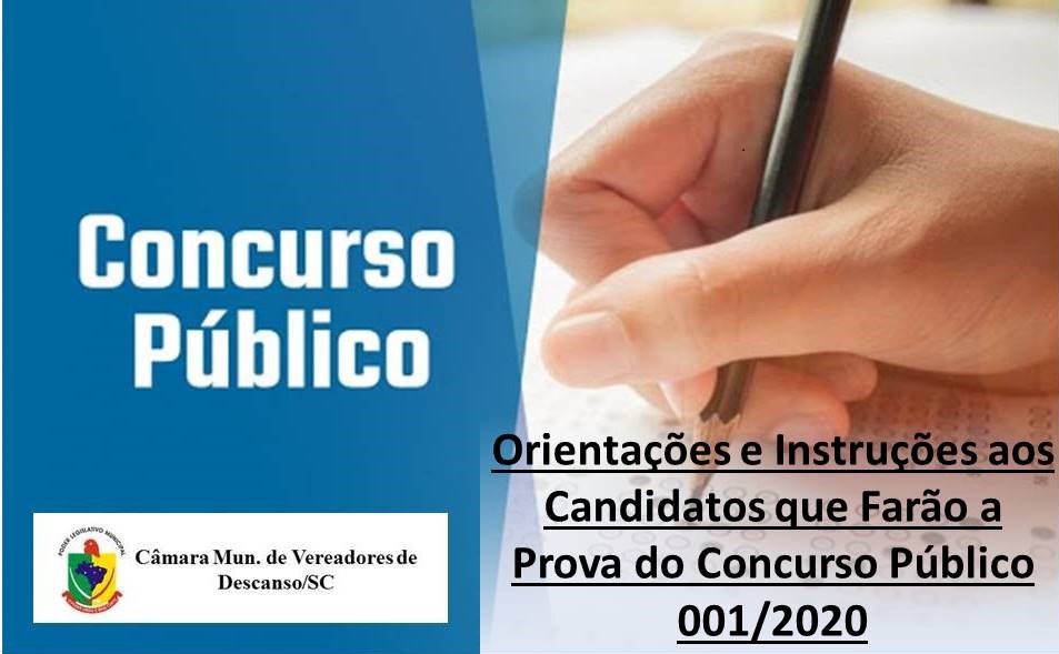 Orientações aos candidatos que realizaram a prova do Concurso Público da Câmara de Vereadores de Descanso para o cargo de zelador no dia 29 de novembro